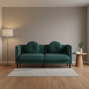 Divano a Due Posti Verde Scuro, 100% Poliestere, Imbottito, Arredamento Moderno per Soggiorno - Product Image 2