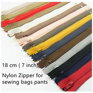 Nylon zippers 7 inches for pants factory wholesale in stock #3 18 cm colorful fabric tape nylon zipper