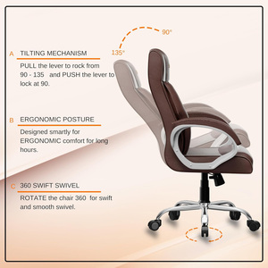 Jl Ấn Độ bán chạy nhất bán buôn giá rẻ anji New PU da ghế máy tính thoải mái dành cho người lớn Ergonomic Ông Chủ Ghế văn phòng - Product Image 4