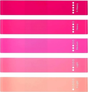 Logo Custom High Stretch Women Hip Butt Thigh <b>Band</b> 600*50mm 4 Pcs Set pink Mini Loop Resistance <b>Band</b> - Product Image 1