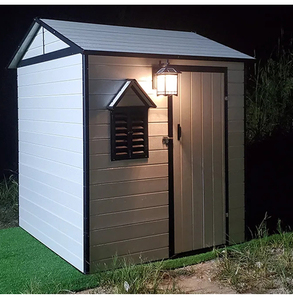 Cobertizo de Jardín Exterior con Techo Inclinado Fácilmente Desmontable, Estructura de Acero Prefabricada, Base con Piso de Láminas de Acero, Iluminación LED - Product Image 4
