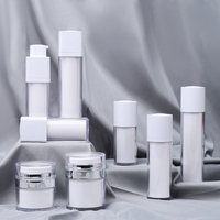 Flacon pompe airless blanc à double paroi pour sérum, huile et lotion, conteneur cosmétique vide rond carré, 15ml, 30ml, 50ml