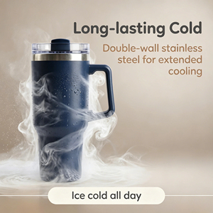 Gobelet isotherme en acier inoxydable anti-transpiration de 40 oz avec poignée, personnalisable avec logo, idéal pour la vie quotidienne et les activités de plein air - Product Image 2