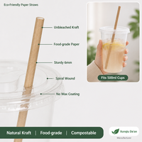 Pailles en papier jetables biodégradables, emballées individuellement, qualité alimentaire, compostables pour le thé au lait, le café, les smoothies, les restaurants