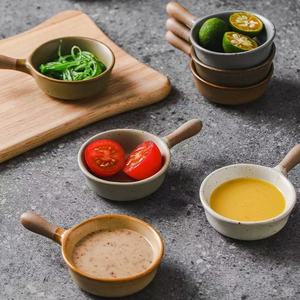 Plato de porcelana creativo <span class=keywords><strong>M</strong></span> con asa, vajilla de cerámica pequeña Vintage de estilo japoné<span class=keywords><strong>s</strong></span>, olla caliente, salsa, platos para condimentos - Product Image 3