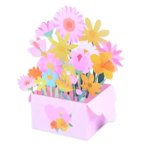 Disesuaikan Semua Acara Mini Kosong 3D Pop Up Kotak Ukiran Kertas Buket Bunga Selamat Ulang Tahun Hari Kasih Sayang Set Kartu Ucapan