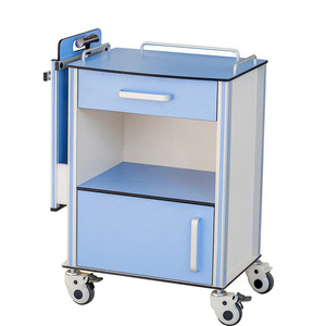 Factory <b>height</b>-<b>adjustable</b> medical bedside <b>table</b>, aluminum hospital storage bedside <b>table</b>, with casters - Product Image 3
