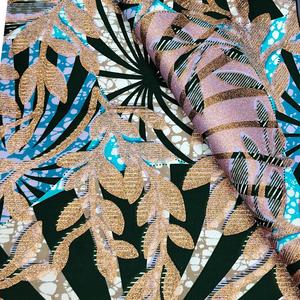 Tela de Algodón Africana con Estampado de Cera, Suave, de Alta Calidad, con Brillo, Tela de Lujo con Estampado de Cera Dorada, 100% Algodón Puro, Colorida - Product Image 2