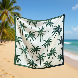 Foulard quadrato piccolo con stampa albero di cocco 70x70 cm, accessorio moda per donna - Product Image 2