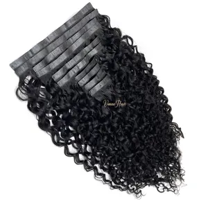 VMAE Wholesale Vietnamese Raw Cuticle Aligned Human Hair PU Invisible Clip Ins Water Wave Kinky Seamless Clip In Hair Extension