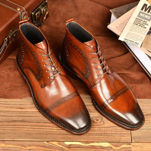 Botas <span class=keywords><strong>de</strong></span> Media Caña con Punta en Pico Estilo Retro para <span class=keywords><strong>Hombre</strong></span>, <span class=keywords><strong>Zapatos</strong></span> <span class=keywords><strong>de</strong></span> Vestir <span class=keywords><strong>de</strong></span> Cuero <span class=keywords><strong>de</strong></span> Grano Completo para <span class=keywords><strong>Hombre</strong></span>, Alta Calidad - Product Image 3