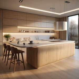 Gabinetes de cocina de madera maciza personalizados Diseño de madera de fresno de lujo con bisagras de cierre suave y encimera de grano de mármol - Product Image 4