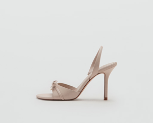 Élégantes sandales à talons hauts beiges avec nœud pour femme, à bride arrière, <span class=keywords><strong>bout</strong></span> <span class=keywords><strong>ouvert</strong></span>, talon aiguille, pour soirée d'été 2026 - Product Image 1