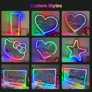 Divatla Custom Personalized Love Dreamcolor Neon Mirror With Led Light For Wedding Bedroom Decor Neon Light Mirror