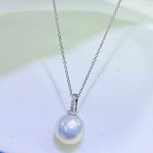 Collar de Perlas de Agua Dulce Naturales de Zhuji de 12-13 mm, Redondas, Extremadamente Finas, Ligeramente Imperfectas, con Colgante de Plata de Ley, Estilo Clásico - Product Image 3