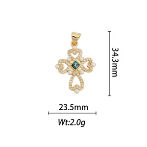 Themed Pendants Cross Shape Crystal Rhinestone Bezel Setting Women's Everyday Wear Necklace Charm - Product Image 4