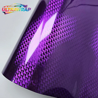 Film de protection de voiture en fibre de carbone plaqué motif avion violet brillant, autocollant vinyle pour tuning automobile, décalcomanie adhésive