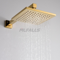 Robinet mitigeur de douche dissimulé à poignée unique, de couleur or, avec pomme de douche carrée effet pluie, pour salle de bains chaude et froide, 8 pouces, livraison gratuite