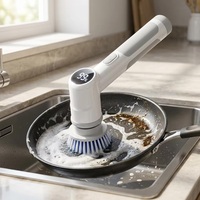 Brosse de nettoyage électrique sans fil multifonctionnelle OU, brosse rotative manuelle pour cuisine avec affichage LCD de la puissance