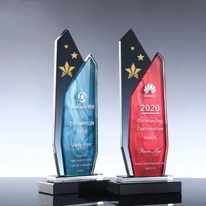 Troféu de cristal colorido personalizado, placas de prêmio em branco, escudo de vidro gravado a laser, prêmio de cristal para presentes, prêmio de eventos esportivos