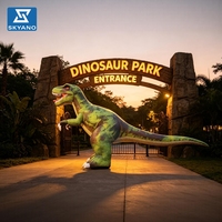 Tyrannosaurus Rex gonflable géant vert pour la décoration publicitaire sur le thème du Jurassic