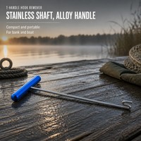 Décrocheur de hameçons en forme de T, extracteur de hameçons en acier avec poignée en alliage d'aluminium pour la pêche en eau salée