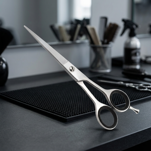Ciseaux de barbier professionnels Maclura en acier inoxydable, manche texturé, pour coiffure et effilage - Product Image 2