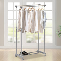 Vente en gros de présentoir à vêtements roulant en métal pour la maison présentoir à vêtements pour salle de bain balcon porte-vêtements à double rampe