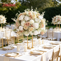 Boule de fleurs artificielles OEM Champagne et Rose Blanche Gypsophile pour centre de table de mariage, décoration d'événements et banquets