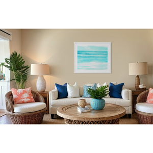 Elegant Textured <b>Canvas</b> Wall Hanging Of Ocean <b>Abstract</b> For Hotel Lobby Artwork Statement - Product Image 1