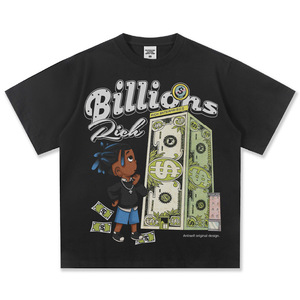 T-shirt a maniche corte in puro cotone stile americano retrò con illustrazione, traspirante, stampa digitale, per <span class=keywords><strong>uomo</strong></span> e donna - Product Image 2