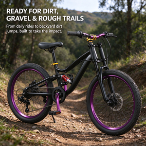 Bicicleta de Montaña Nueva con Suspensión Trasera de 22 Pulgadas para Jóvenes, Bicolor Morado, con Amortiguación y Freno de Disco, de Acero de Alto Carbono - Product Image 5