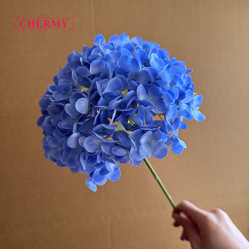 #13 hortensias bleu foncé - grande tête de 18 cm