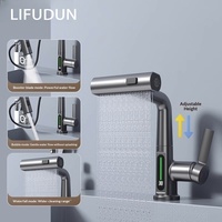 Grifo de Cocina Universal con Pantalla Digital Inteligente, Efecto Cascada, Tres Modos de Salida de Agua, Cromado y Cerámico