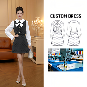 9116 [<span class=keywords><strong>Greo</strong></span> Classic] Robe élégante haut de gamme en deux pièces, grise, avec des perles artificielles, faite à la main, ornée de strass, coupe ajustée, pour l'hiver - Product Image 1