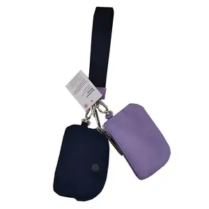 Lulu роскошный модный двойной кошелек с двумя ручками на запястье бумажник с застежкой-молнией сумка для монет брелок держатель для браслета для карт
