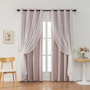 Cortinas Transparentes DaiRui Star para Habitación Infantil, Cortinas <span class=keywords><strong>de</strong></span> Ventana <span class=keywords><strong>de</strong></span> Doble Capa con Ojales, Color Rosa, Azul y Gris, para Dormitorio o Guardería - Product Image 2