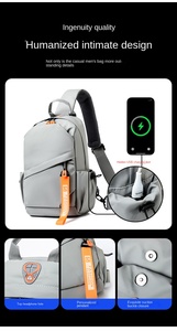 Sac bandoulière pour homme en vente chaude, sac de poitrine grande capacité, imperméable, avec <span class=keywords><strong>port</strong></span> USB, sac de sport décontracté pour les voyages - Product Image 6