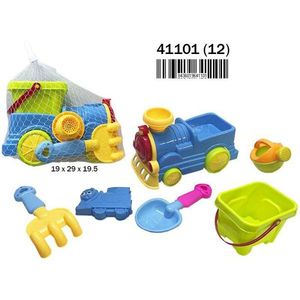 Red Train Beach Toys 5Pc Set With Bucket Shovel Mold For Kids Sand Play - Product Image 3