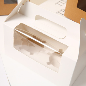 Boîte à gâteau en <span class=keywords><strong>carton</strong></span> kraft personnalisée avec logo imprimé, emballage <span class=keywords><strong>alimentaire</strong></span> en gros, boîte à lunch pour burger avec poignée imprimée - Product Image 3
