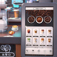 Máquina Expendedora de Café Robótica Totalmente Automática con IA, Pantalla Táctil Habilitada para SDK, Gráficos Personalizados, Autolimpieza, Pago Remoto con Tarjeta de Crédito y Monedas