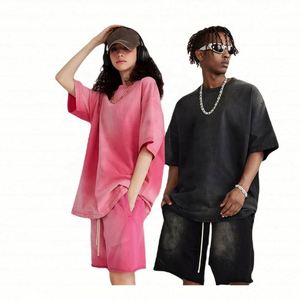 Women's Custom Streetwear T-<b>Shirts</b> Knitted 100% Cotton Washed Gradient Colors Breathable Soft Anti-Shrink - Product Image 6