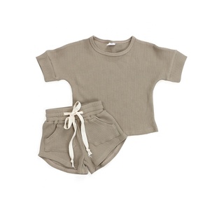 Vêtements pour bébés garçon et <span class=keywords><strong>fille</strong></span>, chandail surdimensionné, combinaison avec cordon et porte-clés waffle - Product Image 1