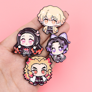 8 nouveaux badges métalliques Zenitsu du <span class=keywords><strong>Corps</strong></span> des Hashira, design anime démon chibi, pour la décoration de sacs et de vêtements - Product Image 3