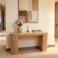 Console moderne en travertin beige clair, table console en pierre naturelle, table d'entrée en marbre beige pour la maison