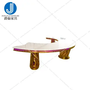 Table ronde d'éclairage incurvée en acier inoxydable pour mariage, fabrication artisanale chinoise