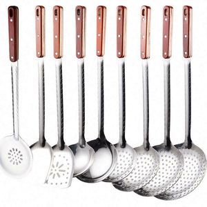 Ustensiles de cuisine en acier inoxydable : Spatule de cuisson, Cuillère à écrémer, Louche de cuisine, Ustensile de cuisson en bois - Product Image 6