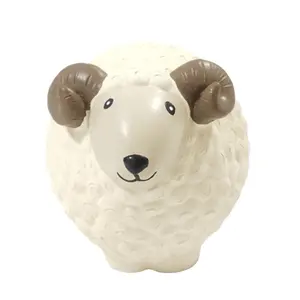 新款2021狗玩具圆形白球羊吱吱软橡胶乳胶宠物玩耍和去取咀嚼玩具小型中型狗