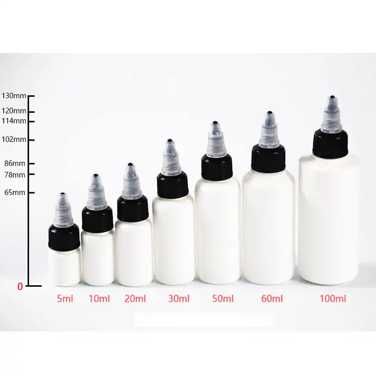 Garrafa de plástico recarregável para frasco, 5 10 20 30 50 60 80 100ml pontos brancos de maquiagem ferramentas vazias 50 pçs/lote ponta líquida