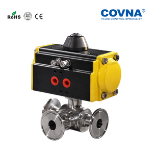 Vanne à boisseau sphérique pneumatique à 3 voies Covna ANSI AC220V DN50 en acier inoxydable 304, à fixation par collier, de qualité alimentaire - Product Image 5